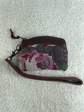Nena & Co. Handmade Peace Pilgrim Wristlet Clutch Leather Trim, Woven, Boho